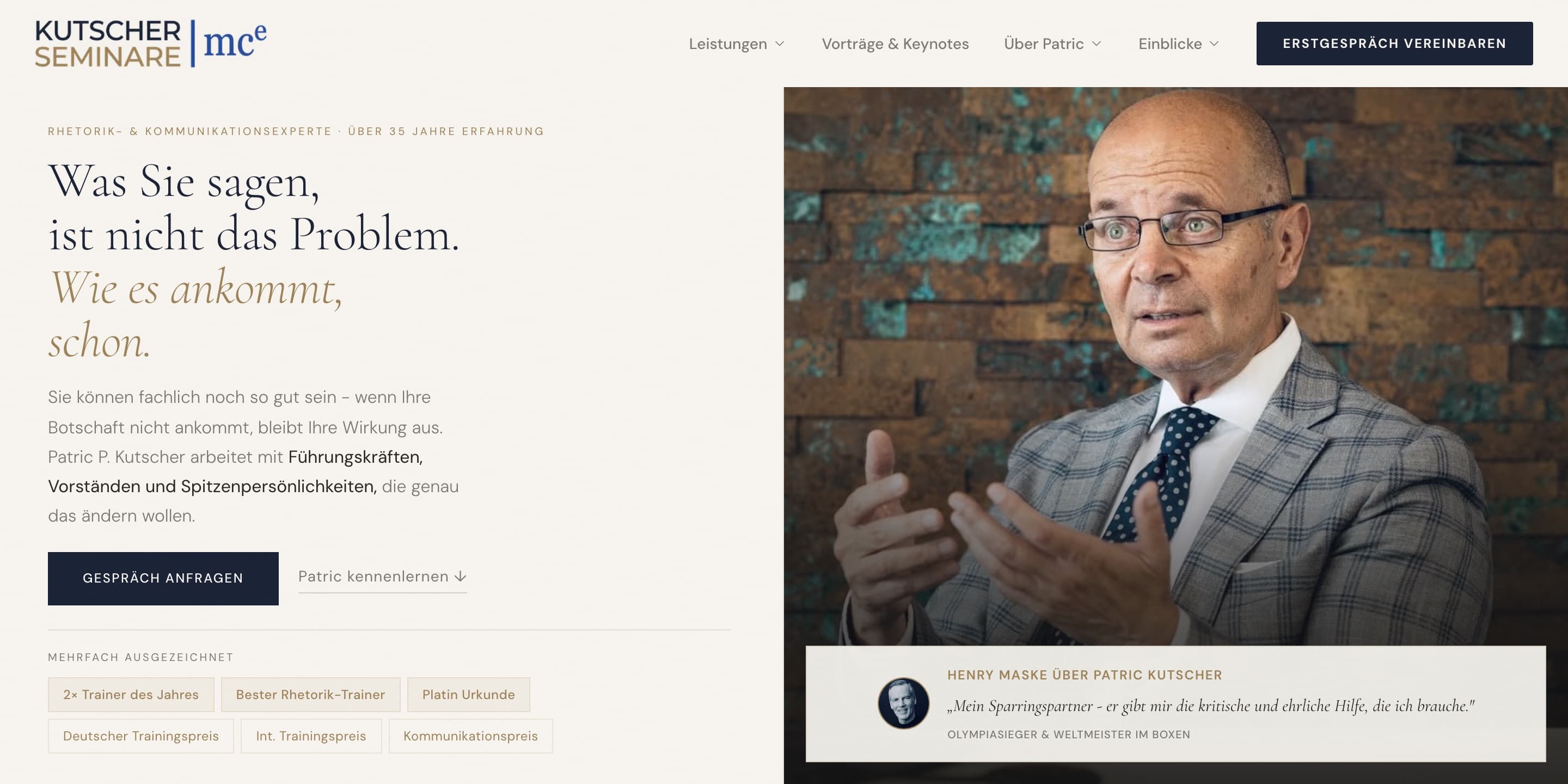 kutscher-seminare.de, Startseite