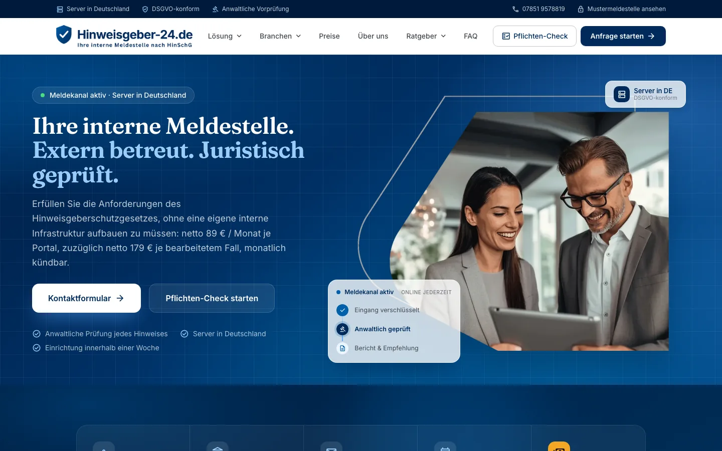 Screenshot der Website Hinweisgeber-24.de
