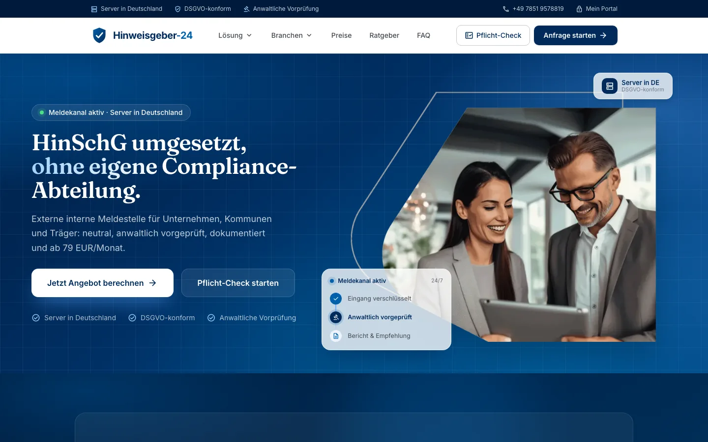 Screenshot der Website Hinweisgeber-24.de