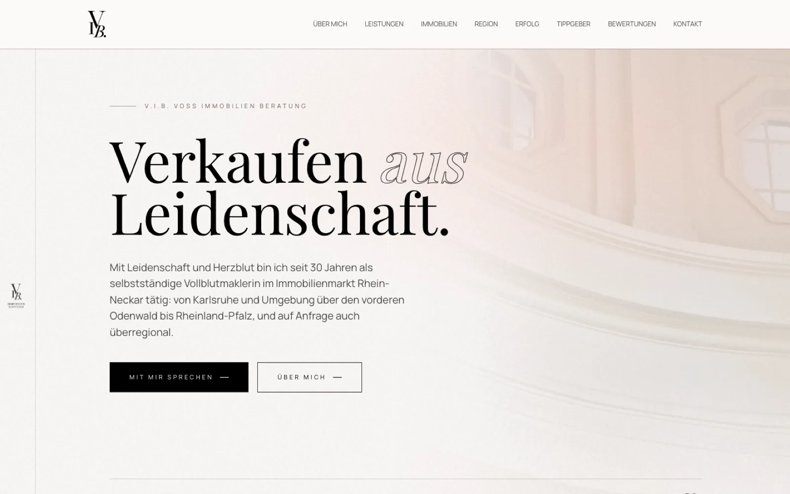 Screenshot der Website V.I.B. Voß Immobilien Beratung